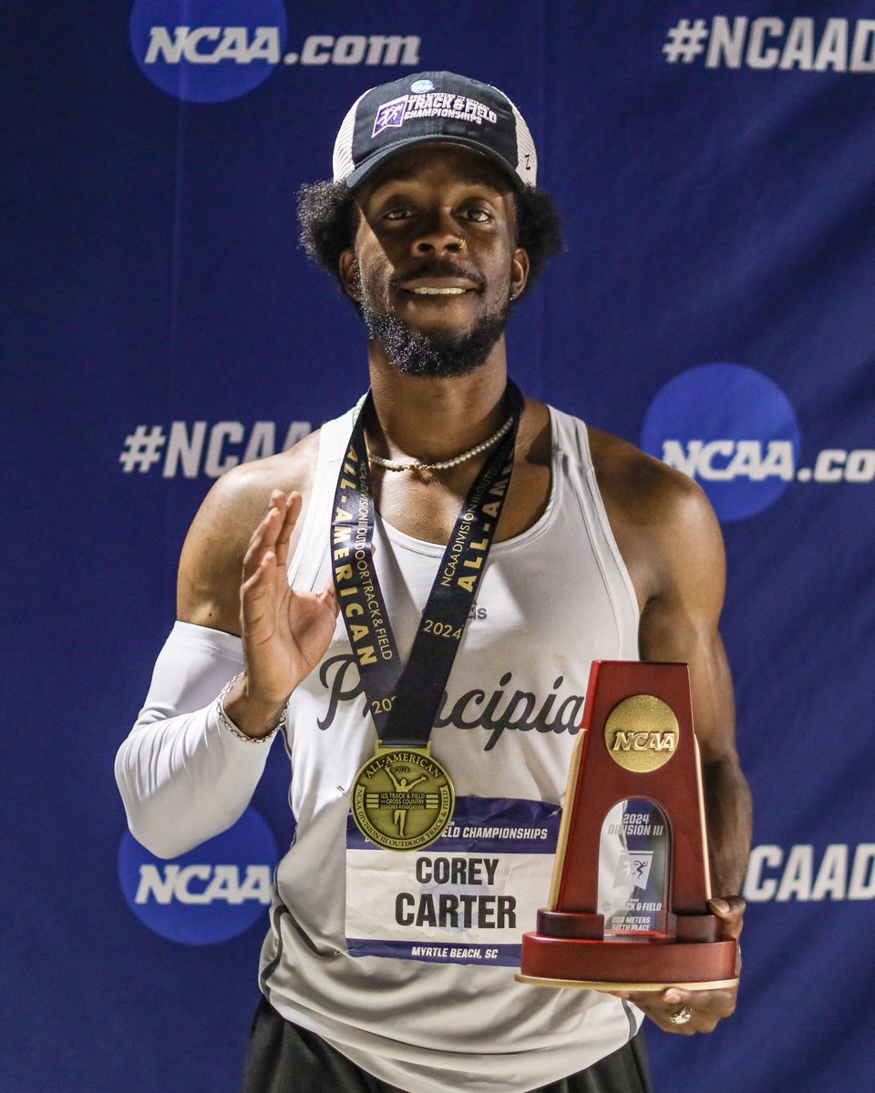 🏅NCAA DIII All-American!🏅

Five years later, Corey Carter has climbed the mountain once again.

After entering with the 18th seed, Corey finished 6th in the nation in the 200m to close out his incredible collegiate career with his fourth NCAA DIII All-American performance!