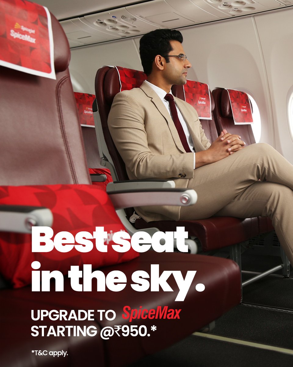 flyspicejet's tweet image. Max Legroom
Max Comfort
Max Convenience

Don’t just fly—fly to the MAAAAAAAAAAX With SpiceMax.

#flyspicejet #spicejet #SpiceMax #extraspace #comfort #QuickBoarding #flights #aviation #travel #addspicetoyourtravel