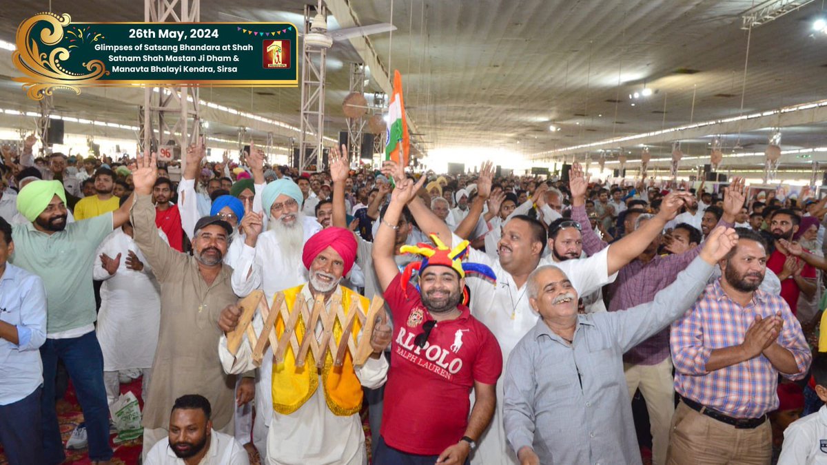 DSSNewsUpdates's tweet photo. Relish the highlights of the sacred Satsang Bhandara, where disciples gathered with immense enthusiasm and devotion. The event saw a remarkable turnout, with followers attending in high spirits to absorb the profound teachings. With heartfelt gratitude towards Revered Saint Dr. MSG, they expressed their deep appreciation for the pious guidance and blessings. #SatsangBhandara #SaintDrMSG #DeraSachaSauda