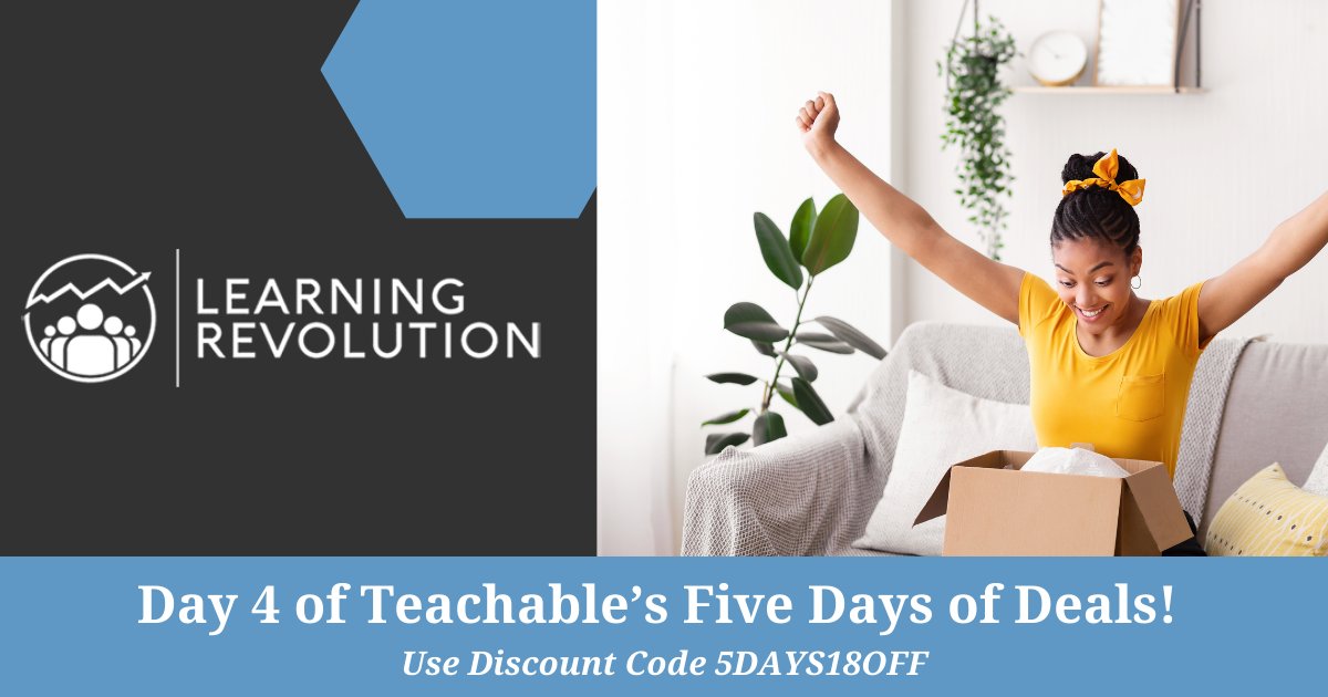 Day 4 of @Teachable's 5 Days of Deals! 🌟 Save 18% on any of their paid plan for new customers. Use code 5DAYS18OFF for the first month of a monthly plan or the first year of an annual plan. Sign up here: bit.ly/3QXsfzO. #FiveDaysOfDeals #Teachable