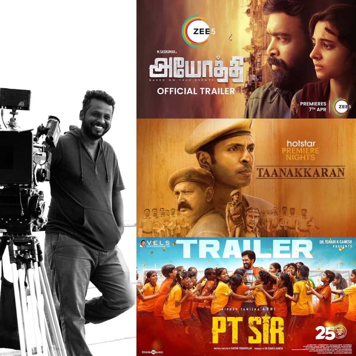 1 man. 3 films @madheshmanickam #taanakkaran #ayothi #ptsir