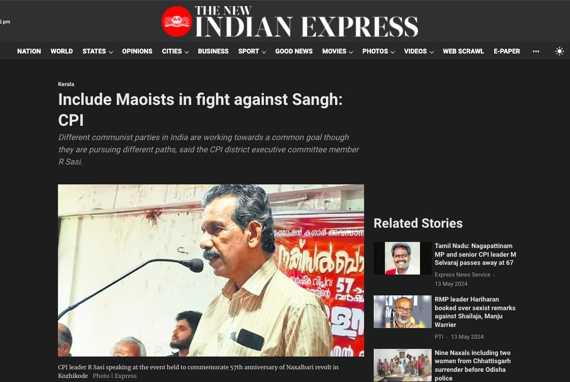 After making Kerala a hub of ISIS recruitment. Today, they are trying to distance themselves from left wing extremism. The urban naxal abandons the Maoist. Left hypocrisy at its peak.