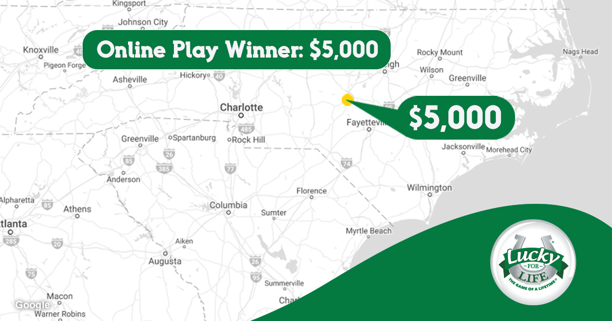 In Friday's #LuckyforLife drawing, one #NCLottery player won a $5,000 prize with a ticket from Fastee Mart on Lee Ave in #Sanford. Another lucky player won $5,000 after purchasing their ticket with Online Play. Congrats!