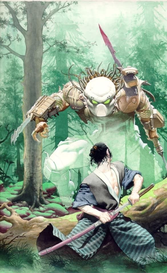 Samurai vs Predator. Art by Esad Ribić #scifiart
