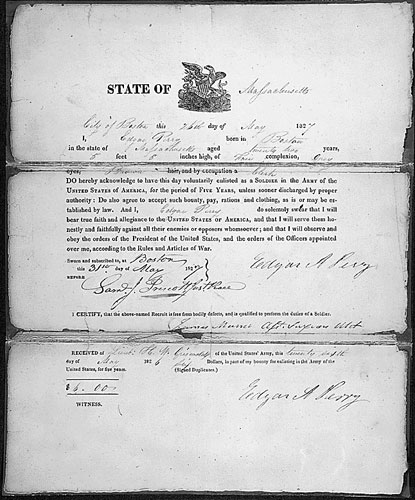 #OTD 1827 Poe enlisted in the United States Army under the name of 'Edgar A. Perry.'