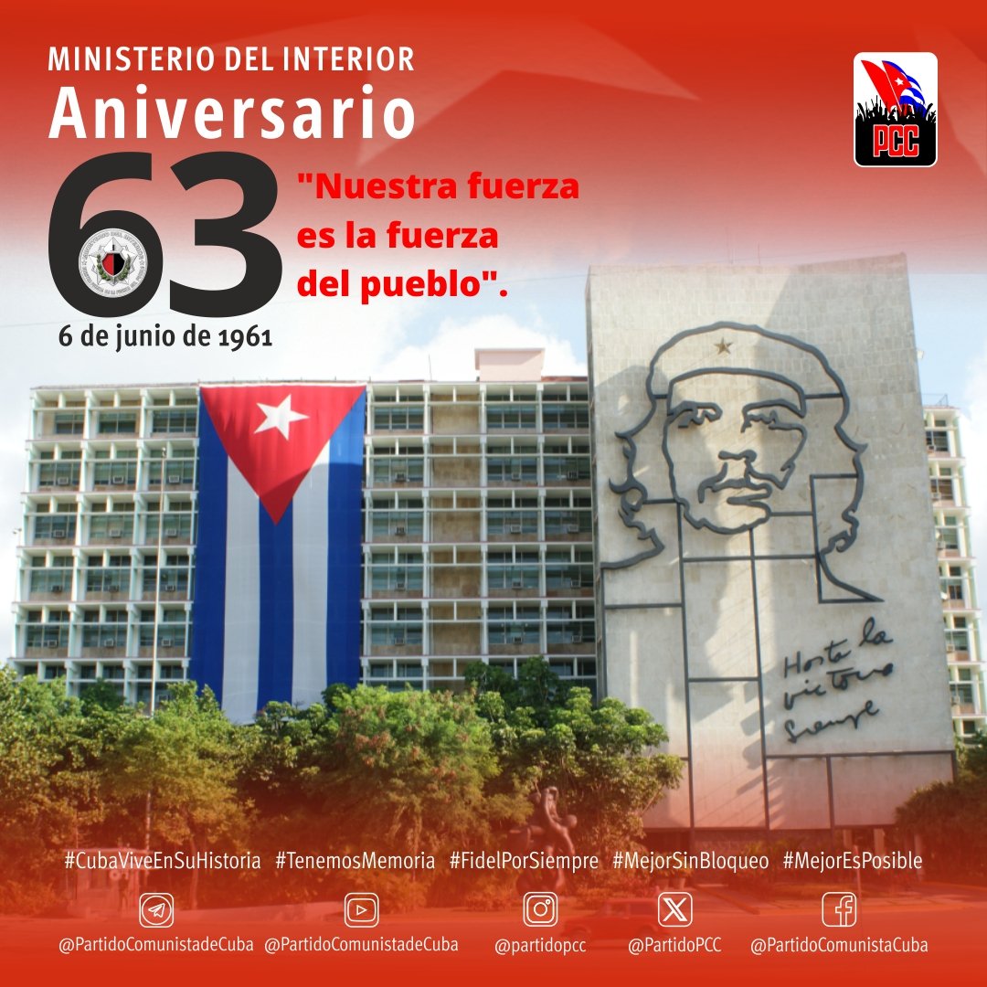 Aniversario 63 #Minint 
"Nuestra fuerza, es la fuerza del pueblo "
#UnidosXCuba 
#Cuba
