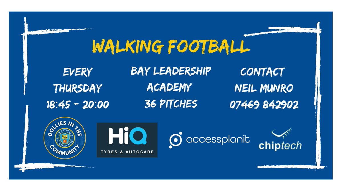 🚶 | 𝗪𝗮𝗹𝗸𝗶𝗻𝗴 𝗙𝗼𝗼𝘁𝗯𝗮𝗹𝗹 Our regular walking football sessions take place every Thursday evening, 18:45 over at Bay Leadership Academy in Heysham. ✅ Suitable for all adults ✅ Meet new people ✅ Improve fitness ✅ Be active & have fun #DITC • #WalkingFootball