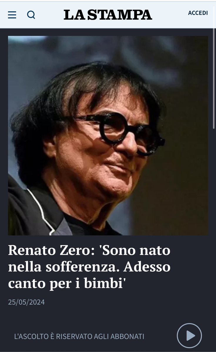 Anche in audioarticolo l’intervista che ho realizzato con @renatozer0 . Allo Stadio Olimpico di #Roma ha cantato davanti a @Pontifex_it nella prima Giornata mondiale dei Bambini. Su @LaStampa @vatican_it #papafrancesco #renatozero @padrenzo