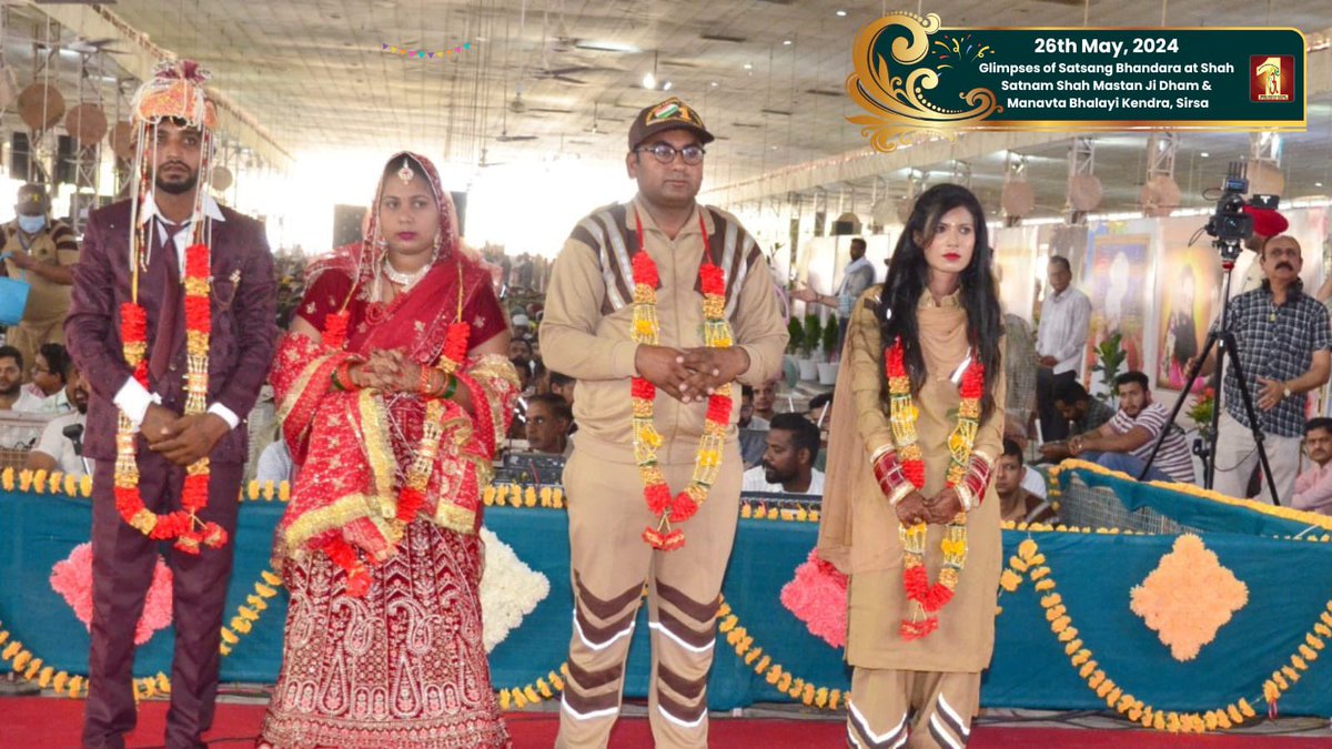 DSSNewsUpdates's tweet photo. Dowry-free marriages were solemnized on the sacred occasion of Satsang Bhandara. Thanks to the inspiring vision of Revered Saint Dr. MSG. This noble ritual by Dera Sacha Sauda is driving a powerful social revolution, bringing hope and fairness to countless lives. #SatsangBhandara #SaintDrMSG #DeraSachaSauda