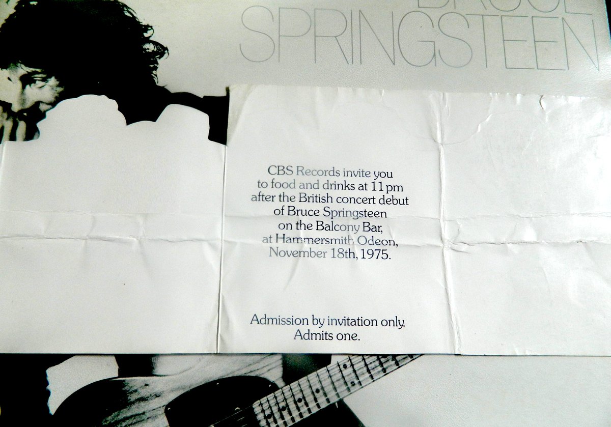 Springsteen fans. My invite to the party after Bruce's 1975 UK concert debut is bundled up here. It was shaped like a replica of the Born To Run cover. Not a lot of them about. It's LOT 44 bid.omegaauctions.co.uk/auction/detail…