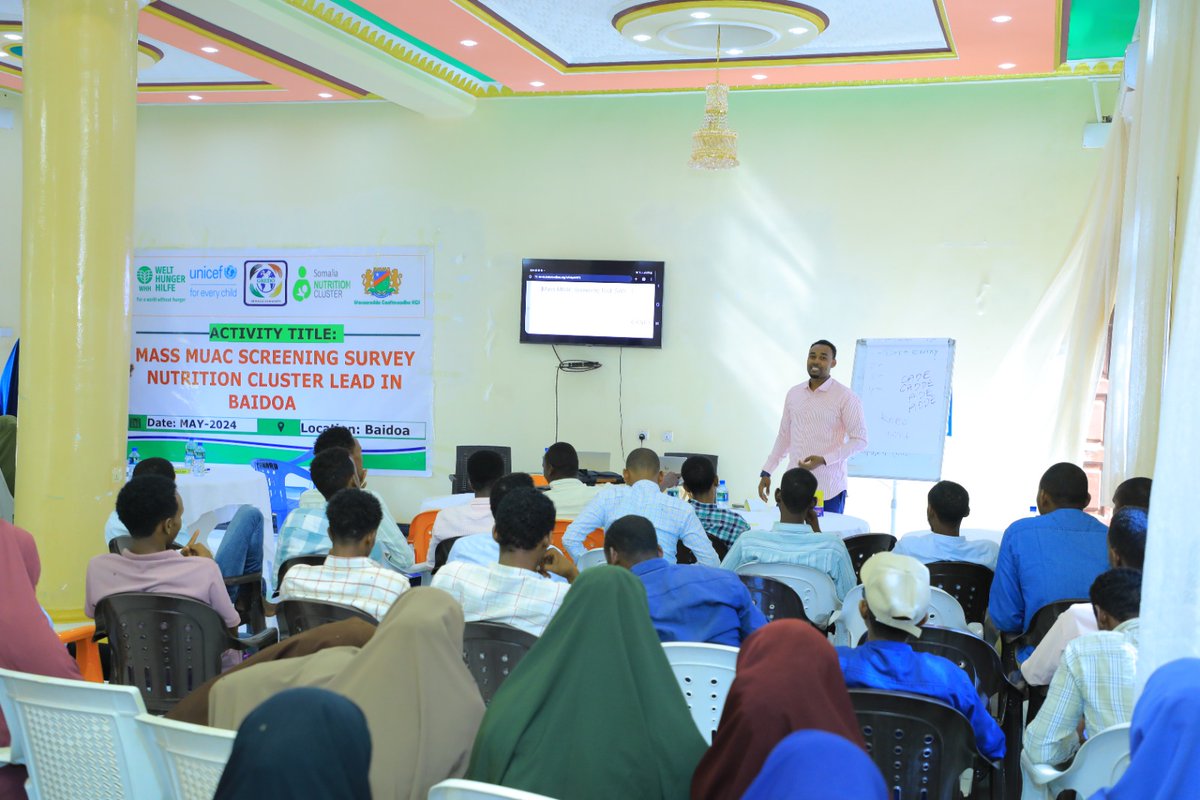 Nutrition cluster partners in Baidoa planning for a Mass MUAC screening exercise. The aim of the activity is to ensure all children, pregnant and breastfeeding women, access Nutrition and Immunisation services. Every child and woman matters.