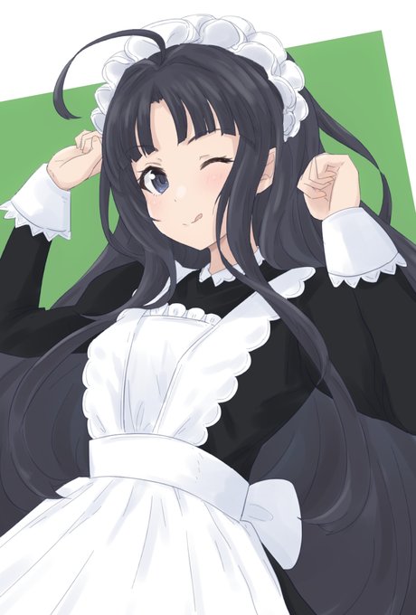 「frilled apron very long hair」 illustration images(Latest)