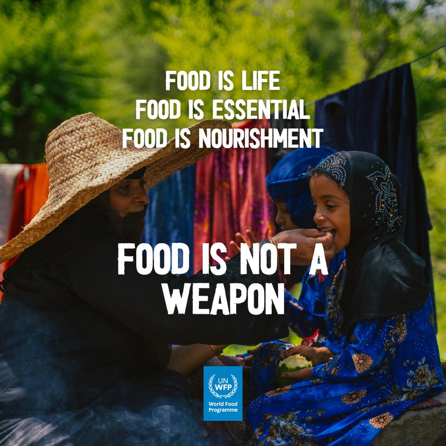 📢 Reminder: Access to sufficient AND nutritious food is a human right. Food is NOT a weapon. 🔄 Spread the word.