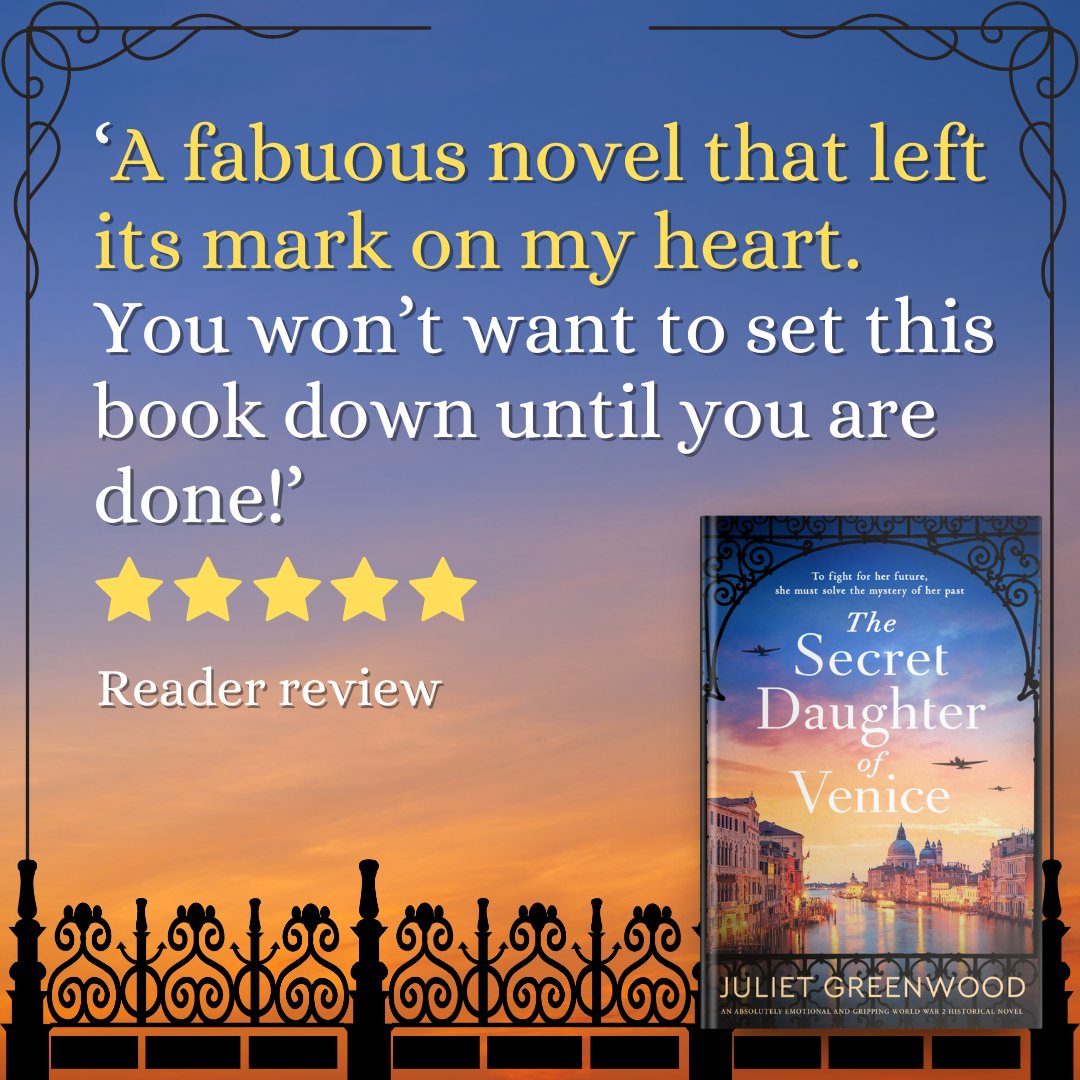 💜  LAST CHANCE to snap up The Secret Daughter of Venice by @julietgreenwood for just £0.99 in the UK or $0.99 in the US! ⏰ Don't miss out and buy this heartbreaking WWII historical novel today: geni.us/338-rd-two-am #ebooksale #historicalfiction
