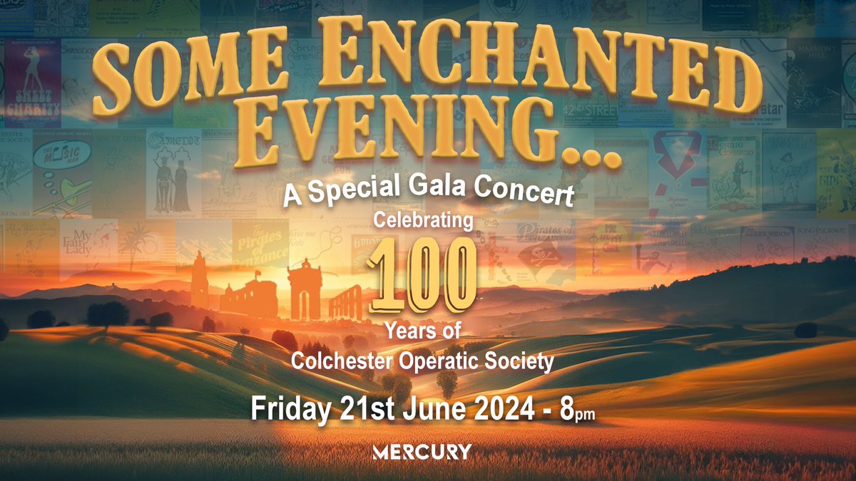On Fri 21 Jun, Colchester Operatic Society presents a one-night only gala concert to celebrate their hundredth birthday! This special evening will be packed with songs from their vast back-catalogue of shows, mostly performed here at the Mercury. Book now: buff.ly/3USbYNC