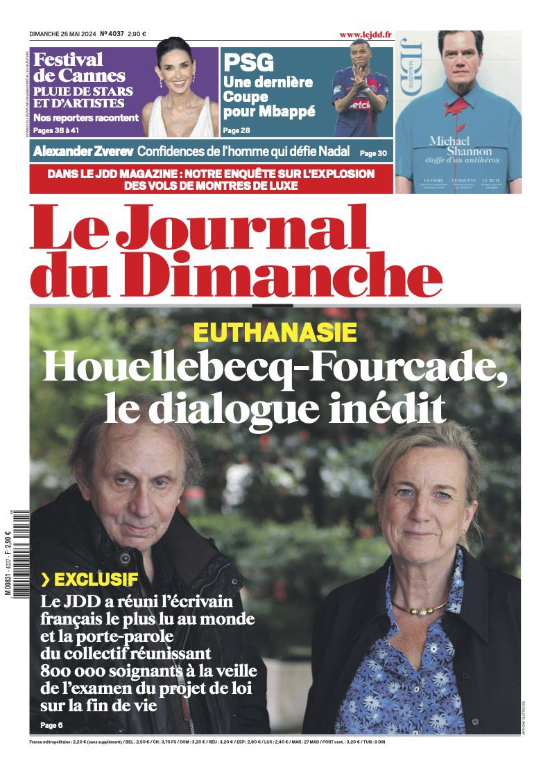 Non Michel Houellebecq Le plus consternant, c’est que l’un des ➕ talentueux écrivain en soit réduit à une caricature aussi simpliste que fausse dans @leJDD sur la #FinDeVie & la position de l’@ADMDFRANCE sur la #dignité. Thread du dimanche. Réponse à Michel #Houellebecq 1/7