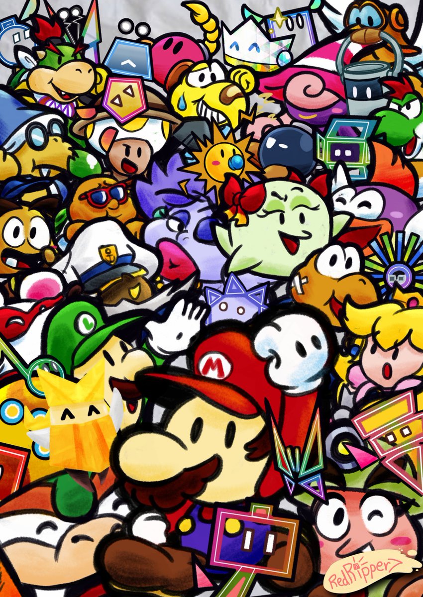 RedRipper7's tweet image. The papercraft paisano &amp;amp; his wide cast of quirky companions over the years!
#papermario #ttyd #mario