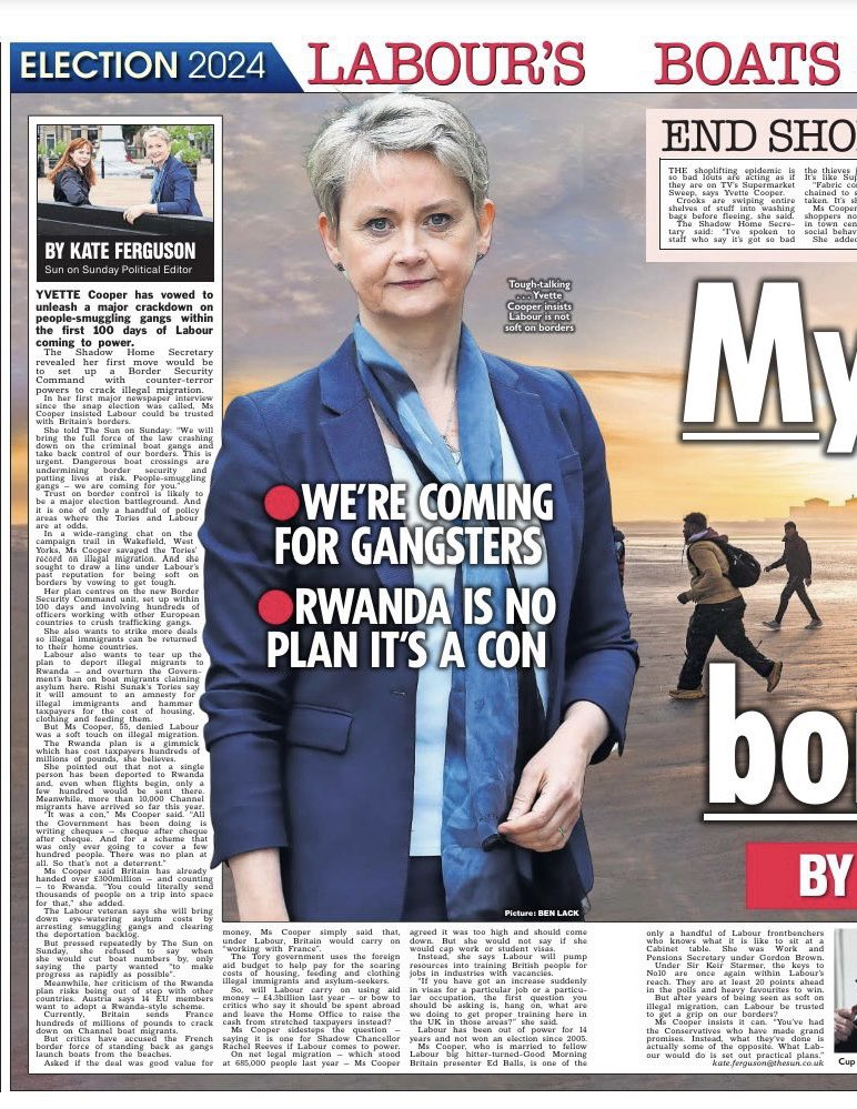 Labour’s plans to boost Britain’s border security & smash criminal boat gangs. My interview with @kateferguson4 in @TheSun today thesun.co.uk/news/politics/…