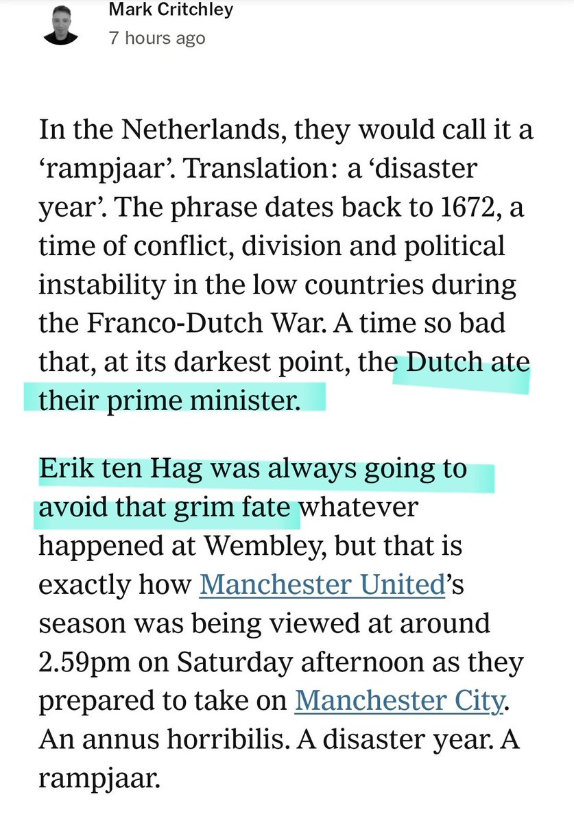 AdamComstive's tweet image. Among all the hand-rubbing glee about Ten Hag's seemingly inevitable fate it's nice of @TheAthletic to offer that, after the brilliance of yesterday, he was always unlikely to be eaten.