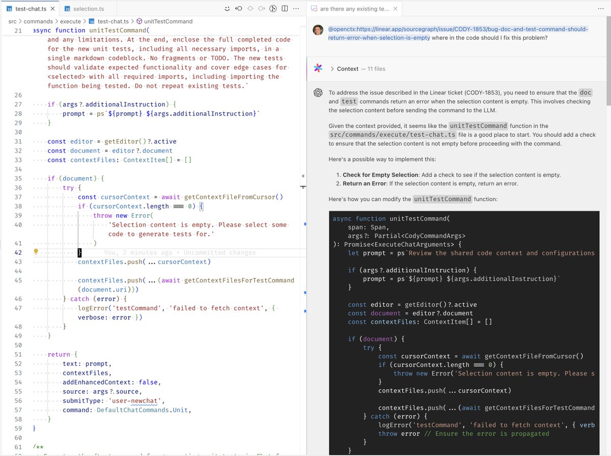 Fixed a bug using the Linear OpenCtx provider by just mentioning the issue and letting Cody do the magic! openctx.org