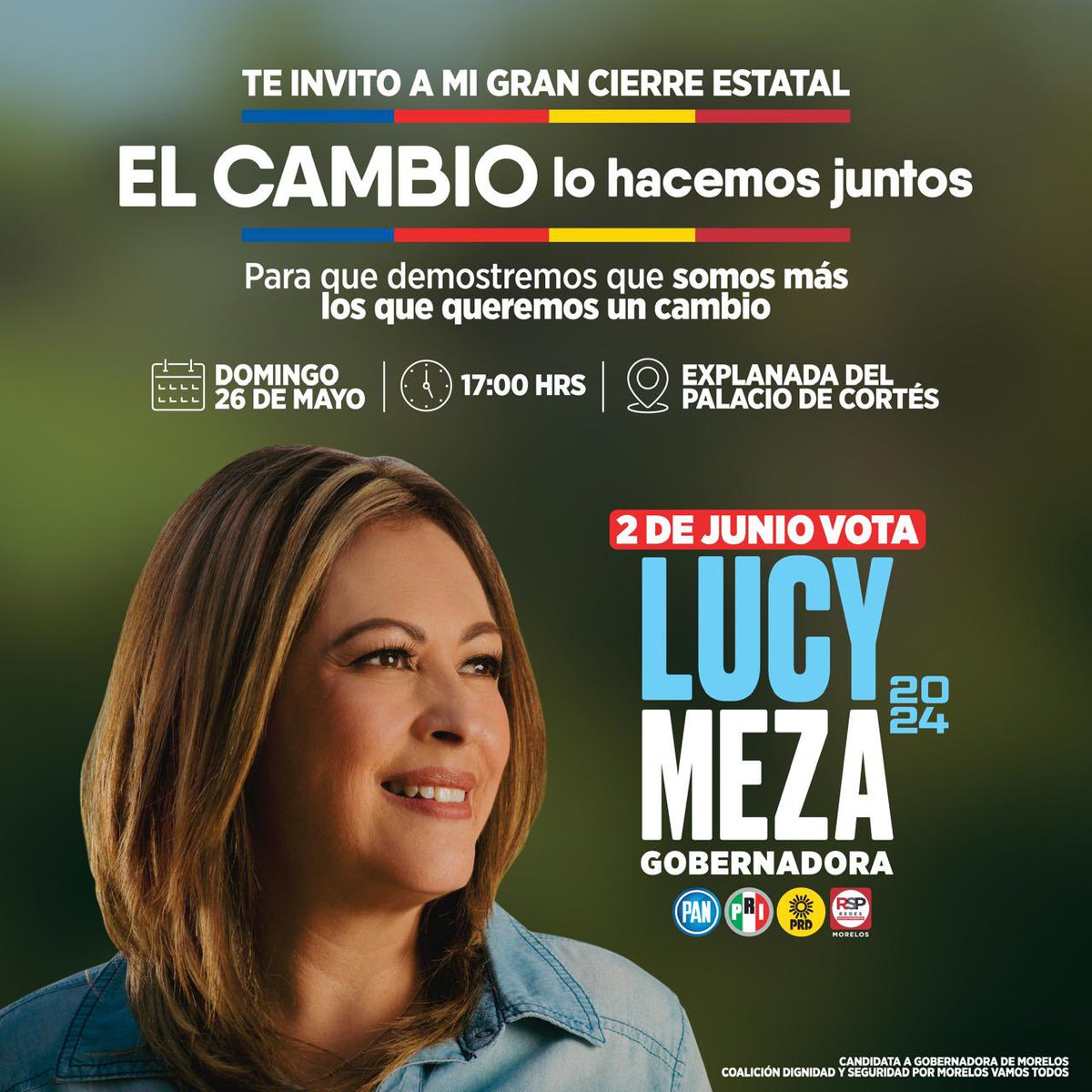 ¡Estoy emocionada y feliz de haber recorrido todo #Morelos con gran éxito! Ha sido un camino increíble, lleno de apoyo y entusiasmo en este proyecto donde todos cabemos. Te invito este domingo a nuestro gran cierre de campaña. ¡No faltes! 🌟📷 #ElCambioNadieLoPara #VotaLucyMeza