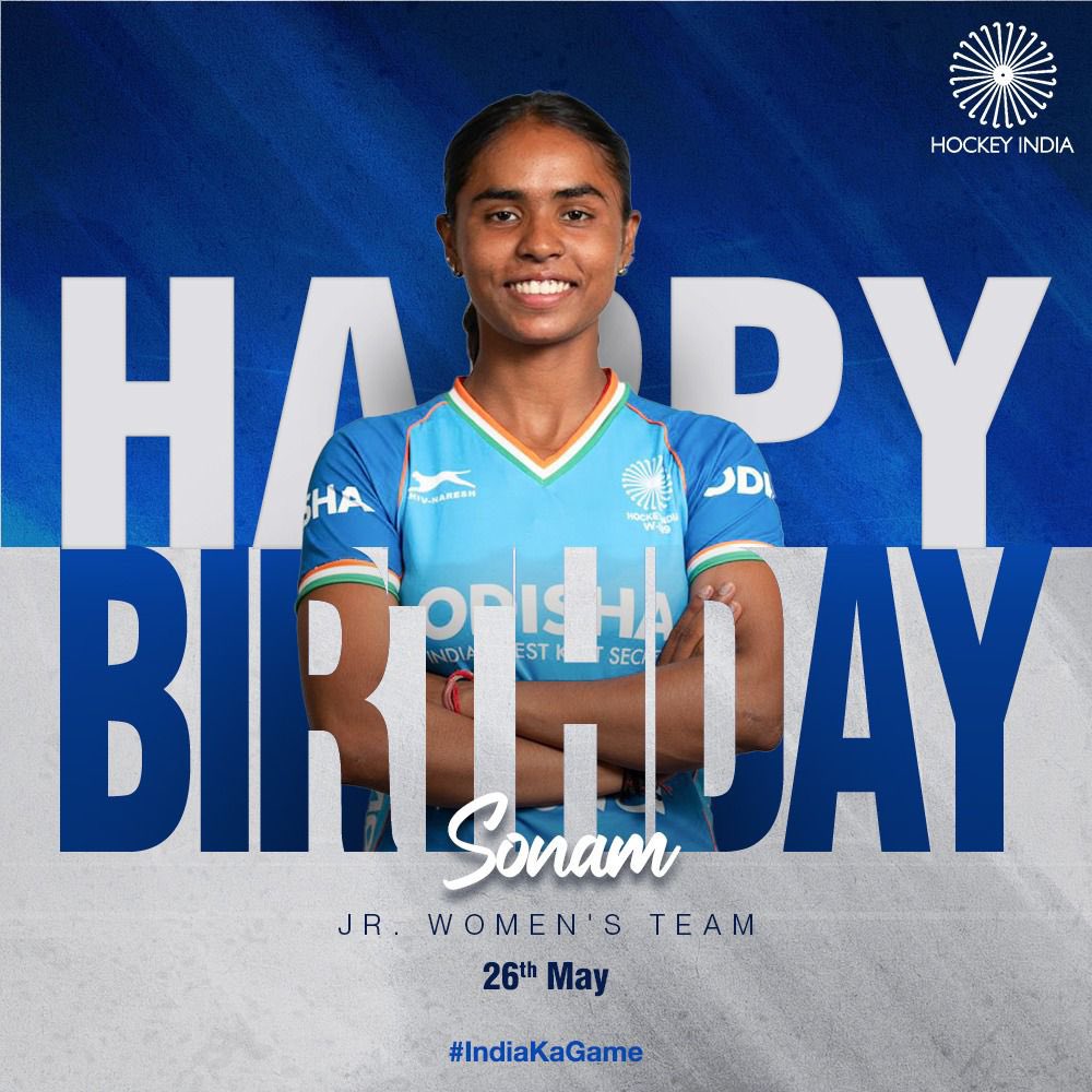 Join us in wishing Sonam, from Indian Jr. Women’s Team, a very Happy Birthday. #IndiaKaGame #HockeyIndia #BirthdayWish . . . . @CMO_Odisha @sports_odisha @IndiaSports @Media_SAI @Limca_Official @CocaCola_Ind