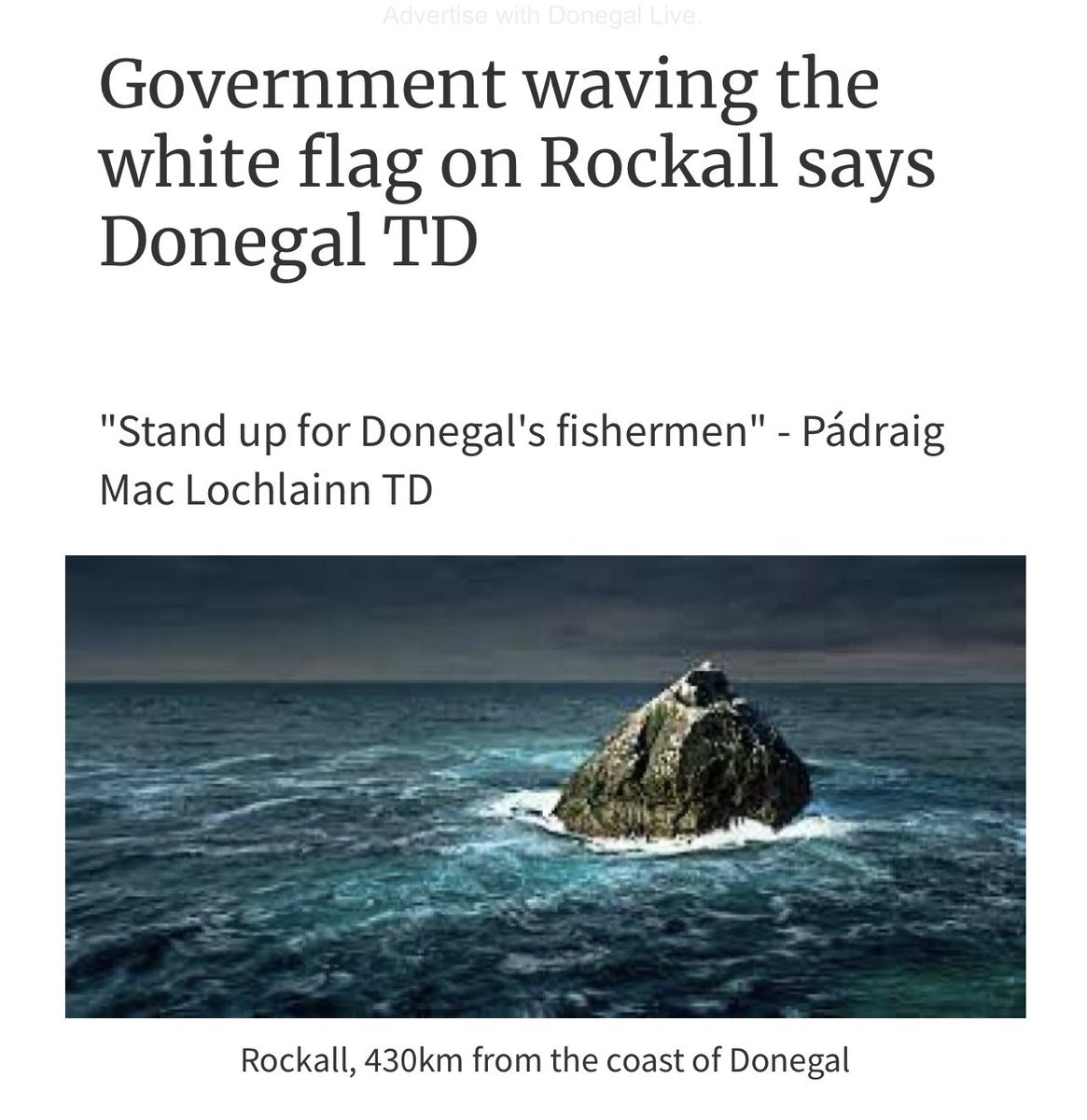 For well over 3 years now, our Irish government have failed to stand up to the British government who have blocked Irish fishermen from their rich traditional grounds around Rockall. The British government have again blocked a deal. How long can this go on?