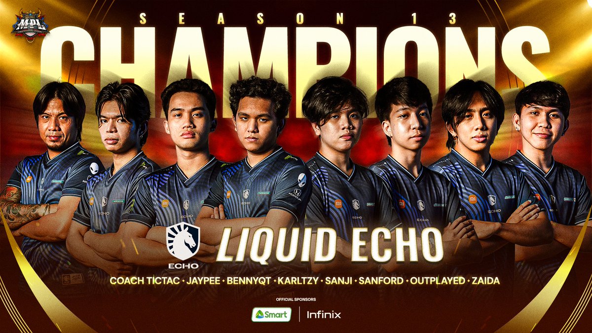 Liquid @echophilippines ang ating #MPLPH Season 13 Grand Champions! 🇵🇭🏆🔥 #GoSolidWithECHO #LetsGoLiquid

#LakasNgPinas #MPLPhilippines #MLBB