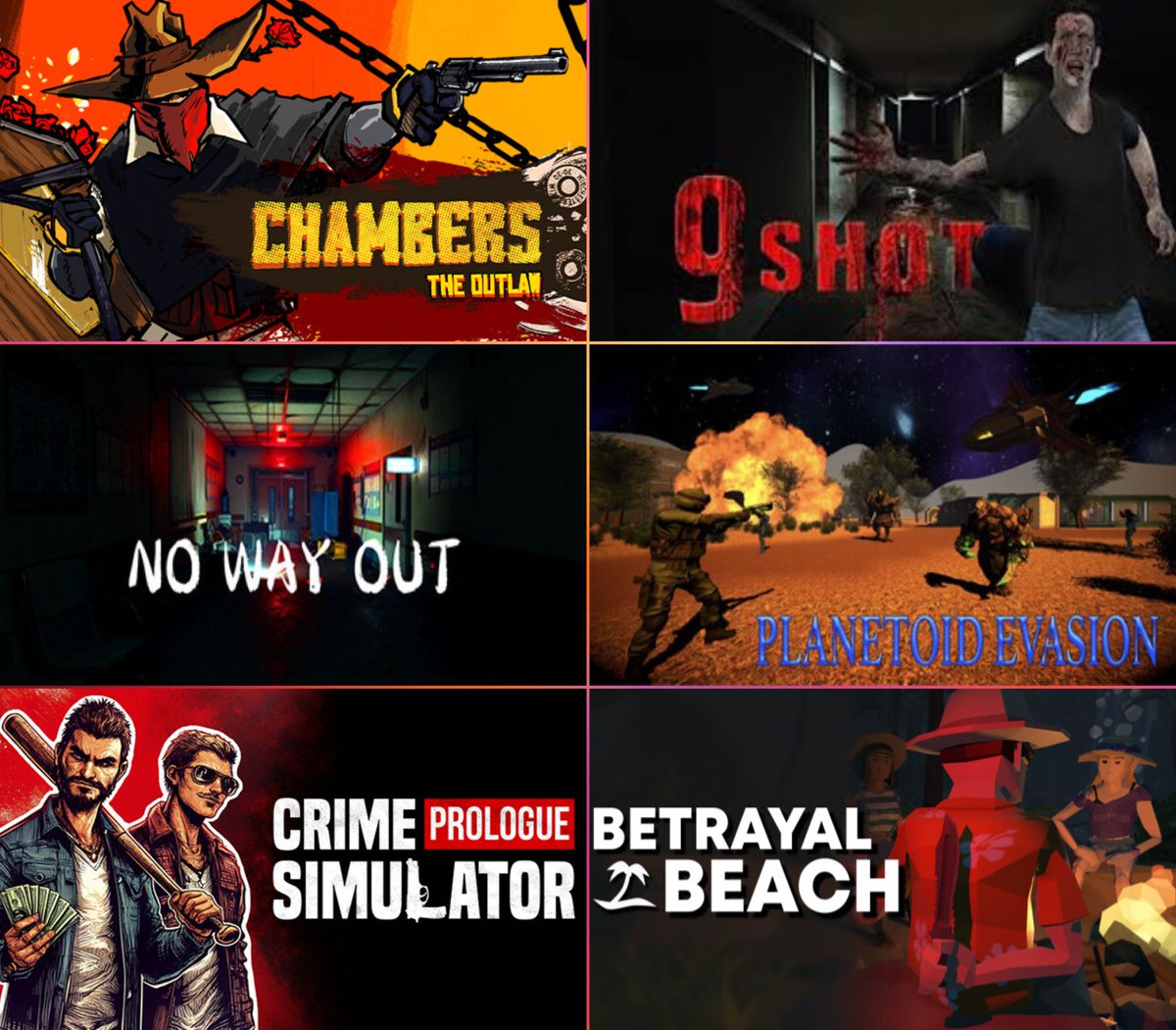 SteamGamesPC's tweet image. 📏 MAY 26 NEW FREE GAMES ON STEAM 📏

1⃣Chambers: The Outlaw
store.steampowered.com/app/2669490/Ch…
2⃣9SHOT
store.steampowered.com/app/2941480/9S…
3⃣No Way Out
store.steampowered.com/app/2930010/No…
4⃣Planetoid Evasion
store.steampowered.com/app/2940310/Pl…
5⃣Crime Simulator
store.steampowered.com/app/2928280/Cr…
6⃣Betrayal Beach
store.steampowered.com/app/2643810/Be…