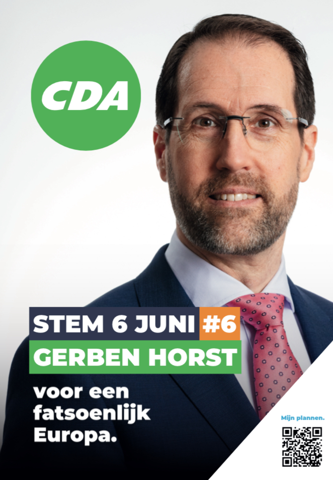 gerbenhorst's tweet image. De Europese verkiezingen op 6 juni komen eraan! 🗳️🇪🇺

Voor:
💪 Sterke regio's met verschillende culturen en tradities
🛟 Veilig voor iedereen
🚧 Verantwoordelijk voor verdediging, energie en voedsel

Stem #CDA , lijst 3⃣, plek 6⃣
🔗 cda.nl/gerben-horst