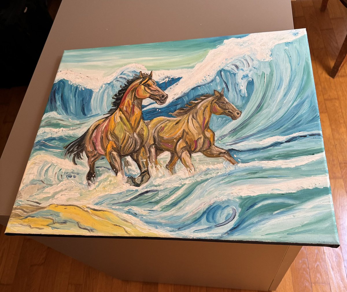 I sign it and it is almost ready to ship worldwide

Title: Free Horses in the Sun
Technique: Oil on Canvas
Dimensions: 40x50 cm
Price: 0.4 ETH

Possibility to write dedications on the back. 

Delivered with @rnz certificate of authenticity #oiloncanvas #horses #rnz