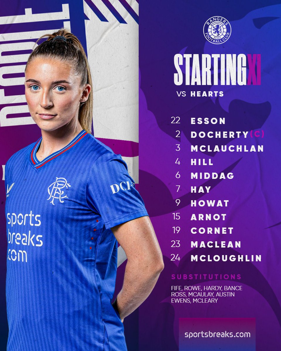 🆕 This afternoon's #ScottishCup side to face Hearts. 📲 Full Team News: rng.rs/44XQbIW 💙 Come on #RangersFC!