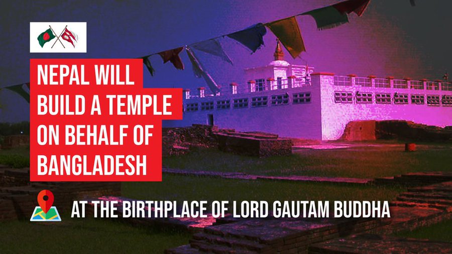 HPM #SheikhHasina said #Nepal will build a temple on behalf of #Bangladesh at the birthplace of Lord Gautam #Buddha. 👉 tbsnews.net/bangladesh/tem…