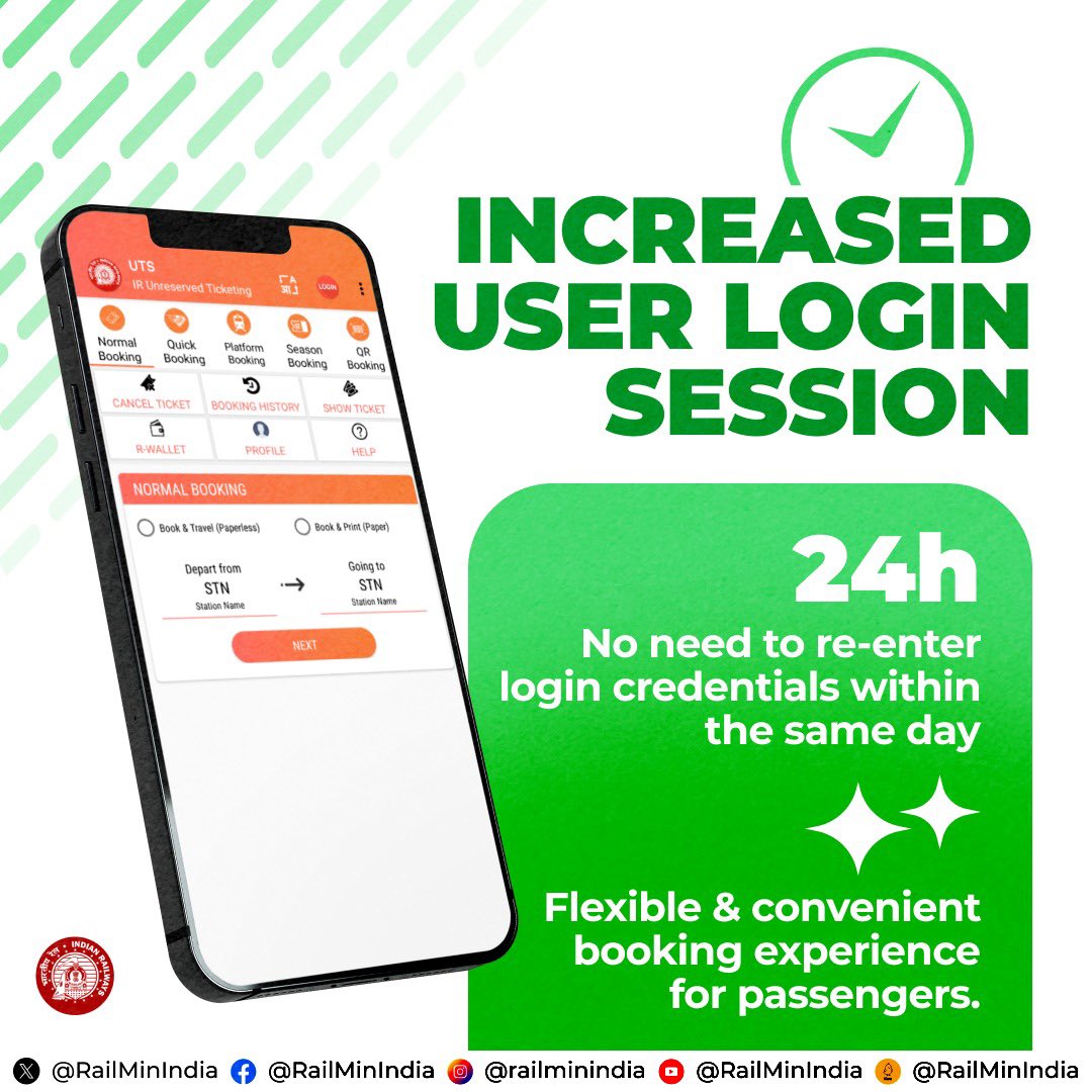Elevate your online unreserved ticketing experience with these advanced features of the #UTS App. Download Play Store: play.google.com/store/apps/det… iOS: apps.apple.com/in/app/uts/id1…