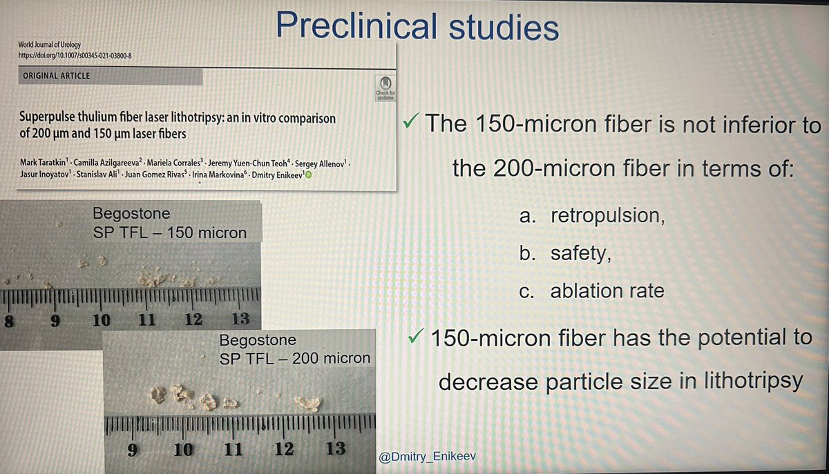 Do we need smaller laser fibers? In Holmium - 200-micron is the minimum we can get. With #TFL we can get up to 70-micron. Currently we have 150!