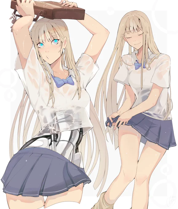 メカバレ\mechabare制服ロボと通り雨 
