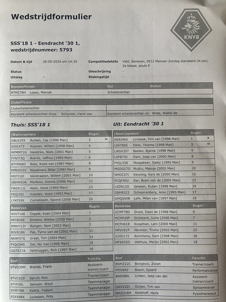 Opstellingen SSS’18 - <a href="/Eendracht30/">Eendracht '30</a>