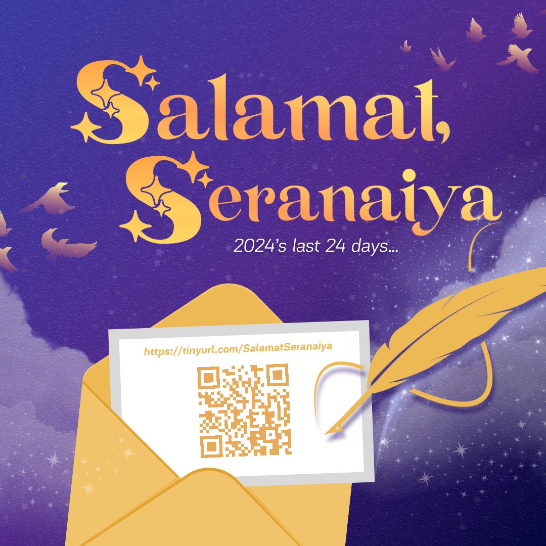 Salamat, Seranaiya 💌

💙 Do you have a special message for Seranaiya? Create and send yours through this link: 
tinyurl.com/SalamatSeranai…

*Messages can be in any form (text, video, creative works, etc.)