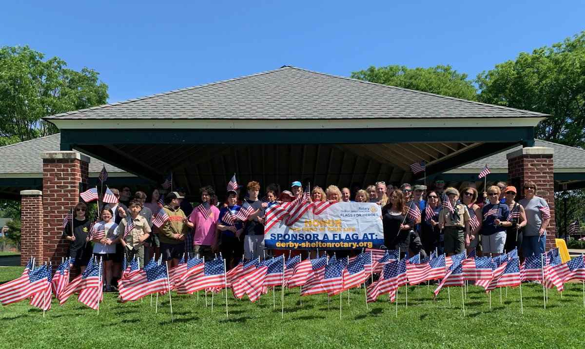 The Flags for Heroes event yesterday was a great way to kick off our holiday weekend. Thank you to the Derby-Shelton Rotary for inviting us to help prep and hang the Flags! @DerbyRedRaider @RedRaiderCT @derbypssuper @DerbyAthletics1