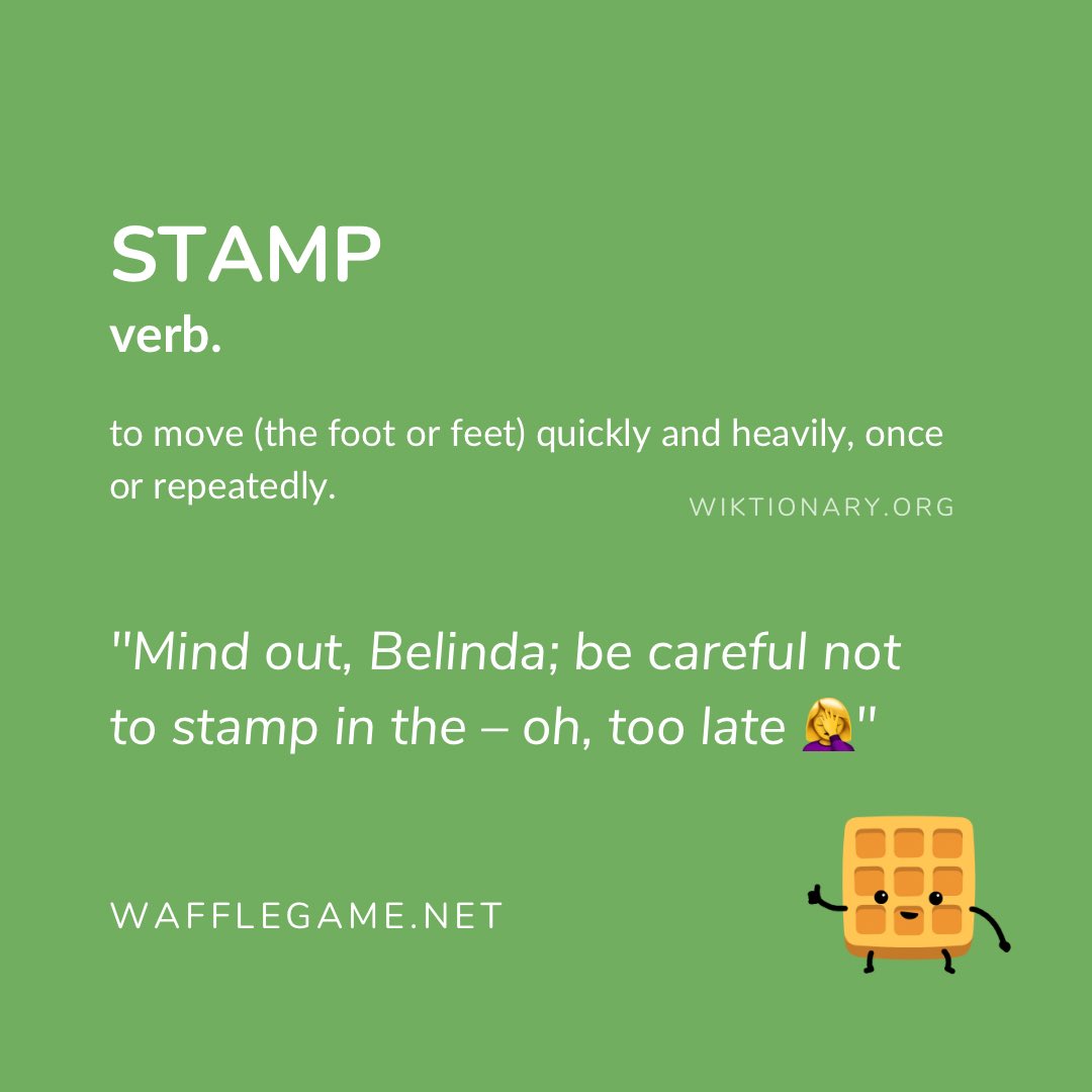 Waffle word of the week: Stamp 👞 📖 ✍🏻

What’s your favourite Waffle word from this week? 😄 #waffle #stamp 

Play at 🧇 wafflegame.net 🧇
