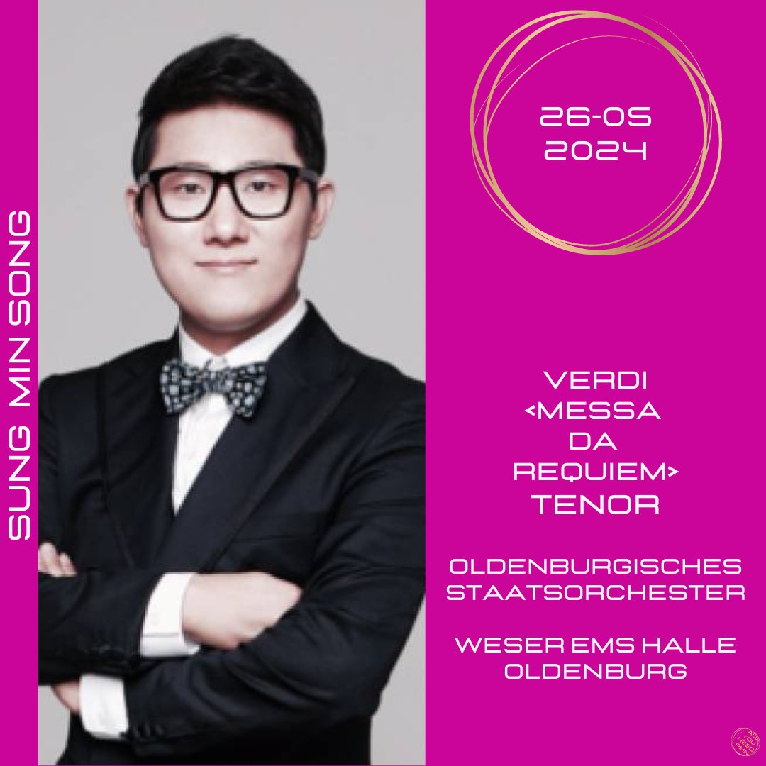 💥 Auch wenn #Tenor #SungMinSong #Verdi's #MessadaRequiem bereits unzählige Male gesungen hat, freut er sich sehr auf sein #Debüt beim #oldenburgischesstaatsorchester / #Weseremshallen 🍀🍀🍀Sung Min & allen Beteiligten! 👇 staatstheater.de/programm/konze… 👉 allyouneed-pmn.com