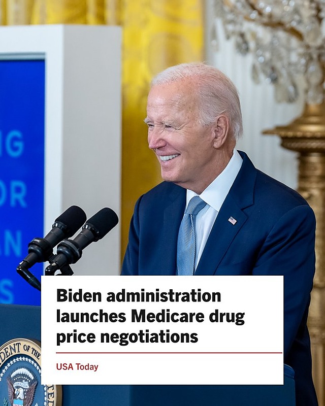 Thanks to the Biden-Harris administration, Medicare now has the power to negotiate prescription drug prices. Trump plans to gut Medicare. President Biden and the Democrats continue to fight for the things we care about, things that improve our lives. #BidenFightsPriceGouging