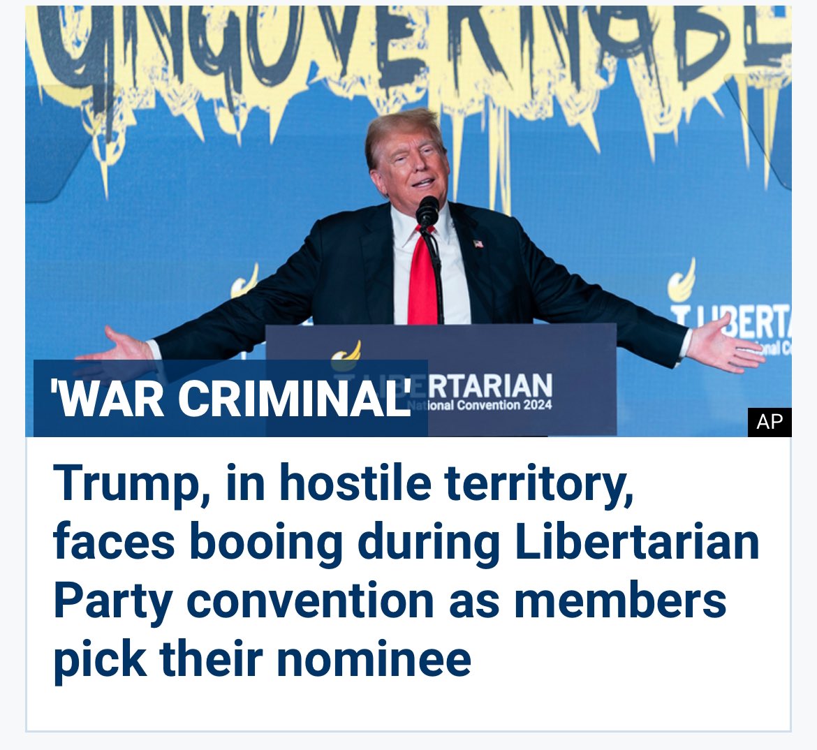 Even Fox News is reporting that Trump was brutally mocked and booed at the Libertarian convention. 🍿🍿🍿🍿🍿🍿