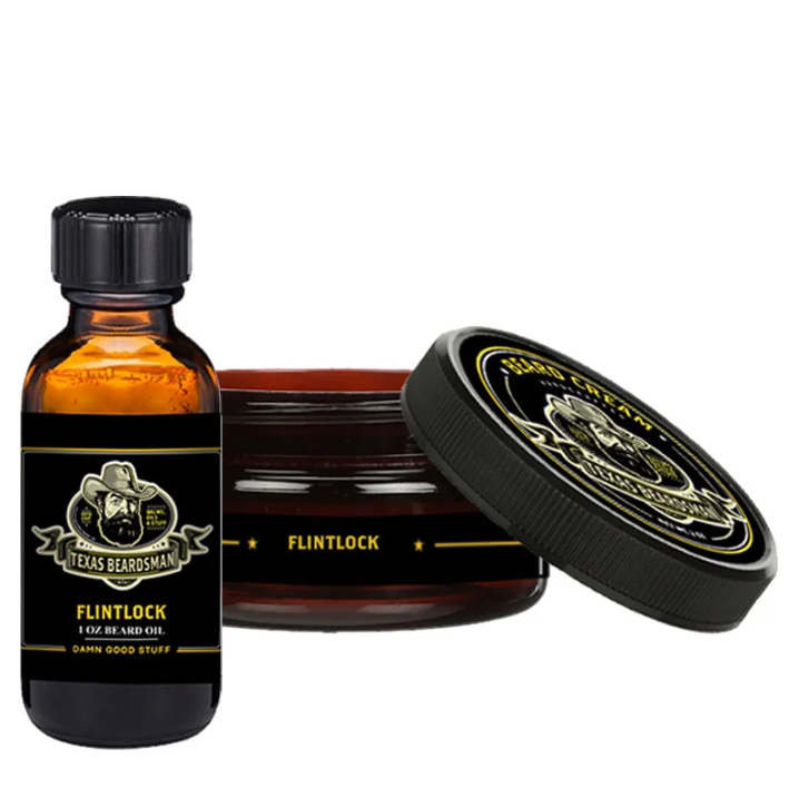 texasbeardsman's tweet photo. Indulge your senses with the captivating blend of lime and mandarin in our Flintlock Bundle. With notes of whiskey, cedar, vetiver, patchouli, a hint of smoky musk, this oil and cream set will transport you to a woodsy paradise. Treat yourself to the experience of the Flintlock. https://t.co/kyoIEnS7je