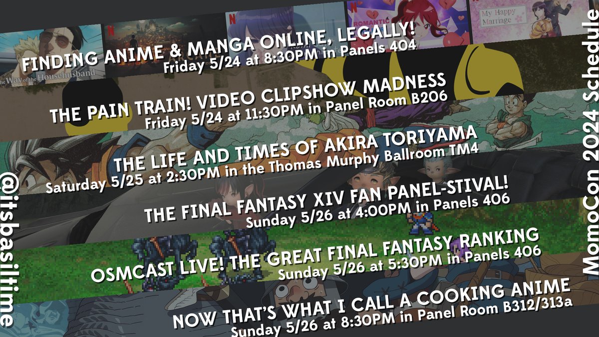 Hoo boy today is a busy one for panels! I gots three of them! Three! The #FFXIV one, the Telling Folks Which Final Fantasies Are the Good Ones one, and the Cooking Anime one. All at <a href="/MomoCon/">MomoCon</a>!