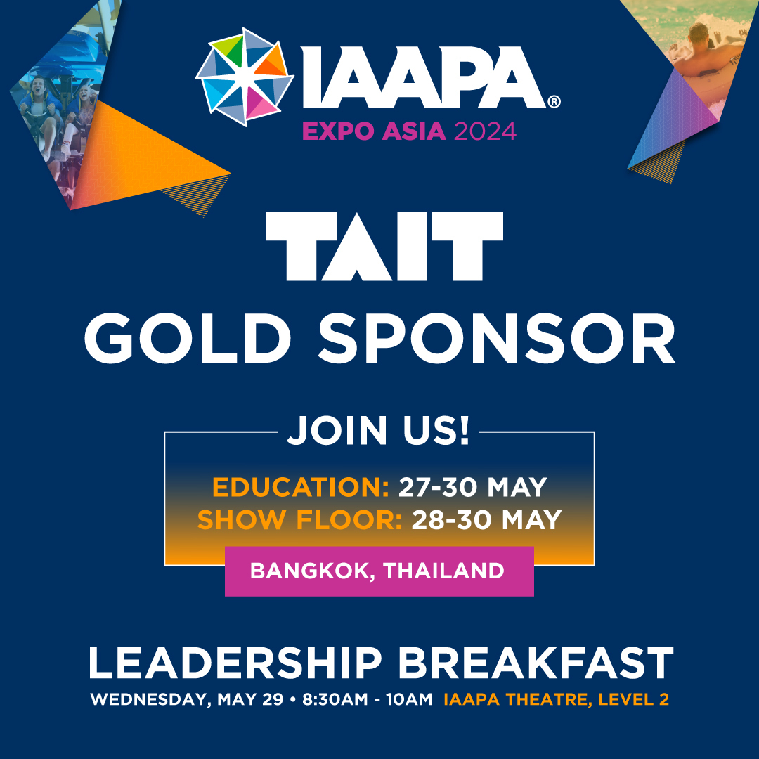 Looking forward to seeing our partners and friends this week at IAAPA Asia! #TAIT #IAAPA #IAAPAExpoAsia #MomentsThatMovePeople #UnlimitYourIdeas