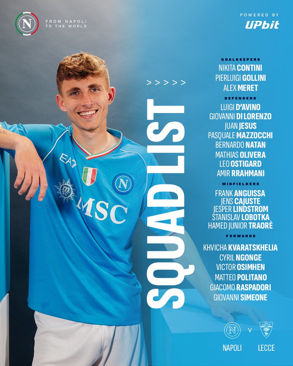 📑 Squad list for #NapoliLecce 🩵 #ForzaNapoliSempre
