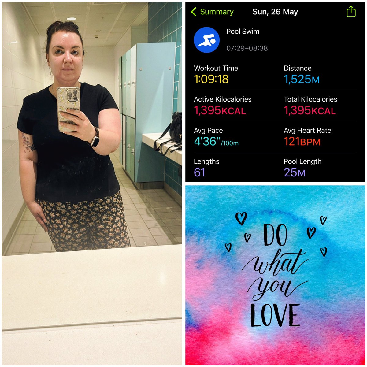 A lovely Sunday . loved my swim this morning , 60 lengths smashed, feeling good  💙 🩵 #selfie #mirrorselfie #swimming #swims #iloveswimming #losingweight #losingweightfeelinggreat #exercise #fitness #weightloss #feelingood #applewatch #glassmill #lewisham #london #picoftheday