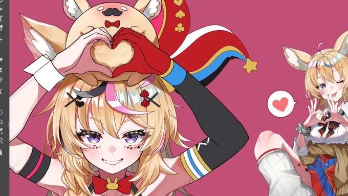 のんびり描いてる～もっと口角あげるか悩む 