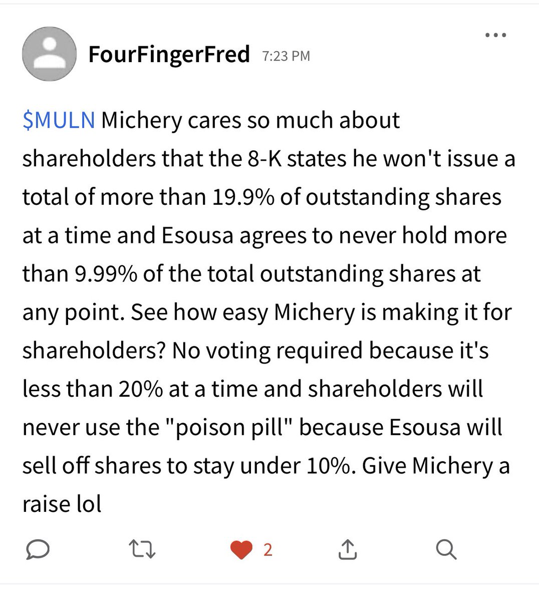 $muln This guy hit the nail on the head. @DavidMichery does everything to benefit David.  Nothing to protect the people that funded #mullenusa @JWesChristian @BasileEsq